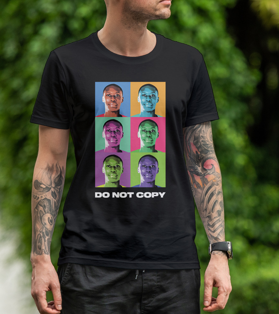 Khaby Lame Pop Art Style Do Not Copy Multi-Color Portraits T-Shirt