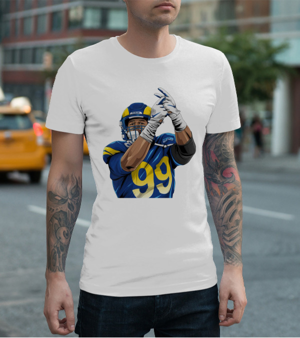 Aaron Donald Rams 99 Football Action Pose T-Shirt