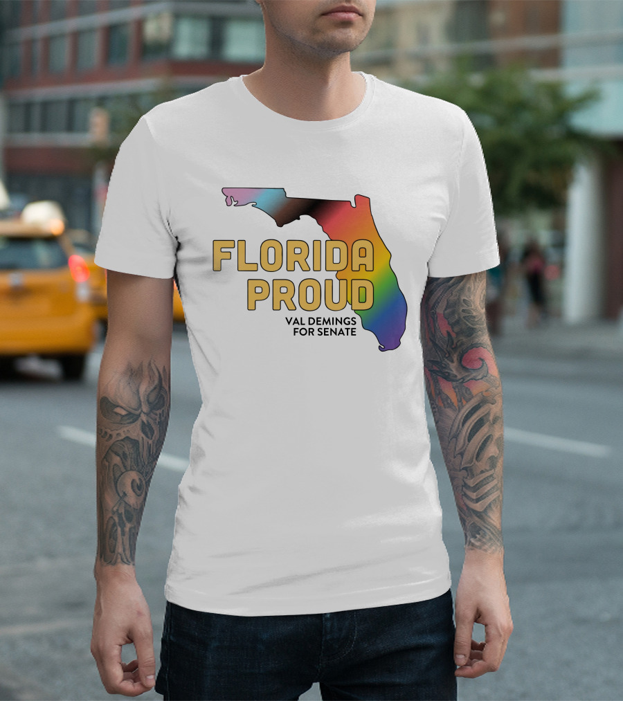 Florida Proud Rainbow Map Val Demings For Senate T-Shirt