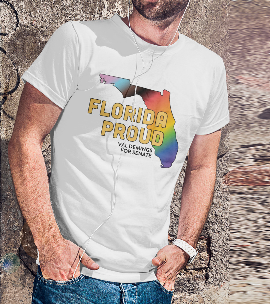 Florida Proud Rainbow Map Val Demings For Senate T-Shirt