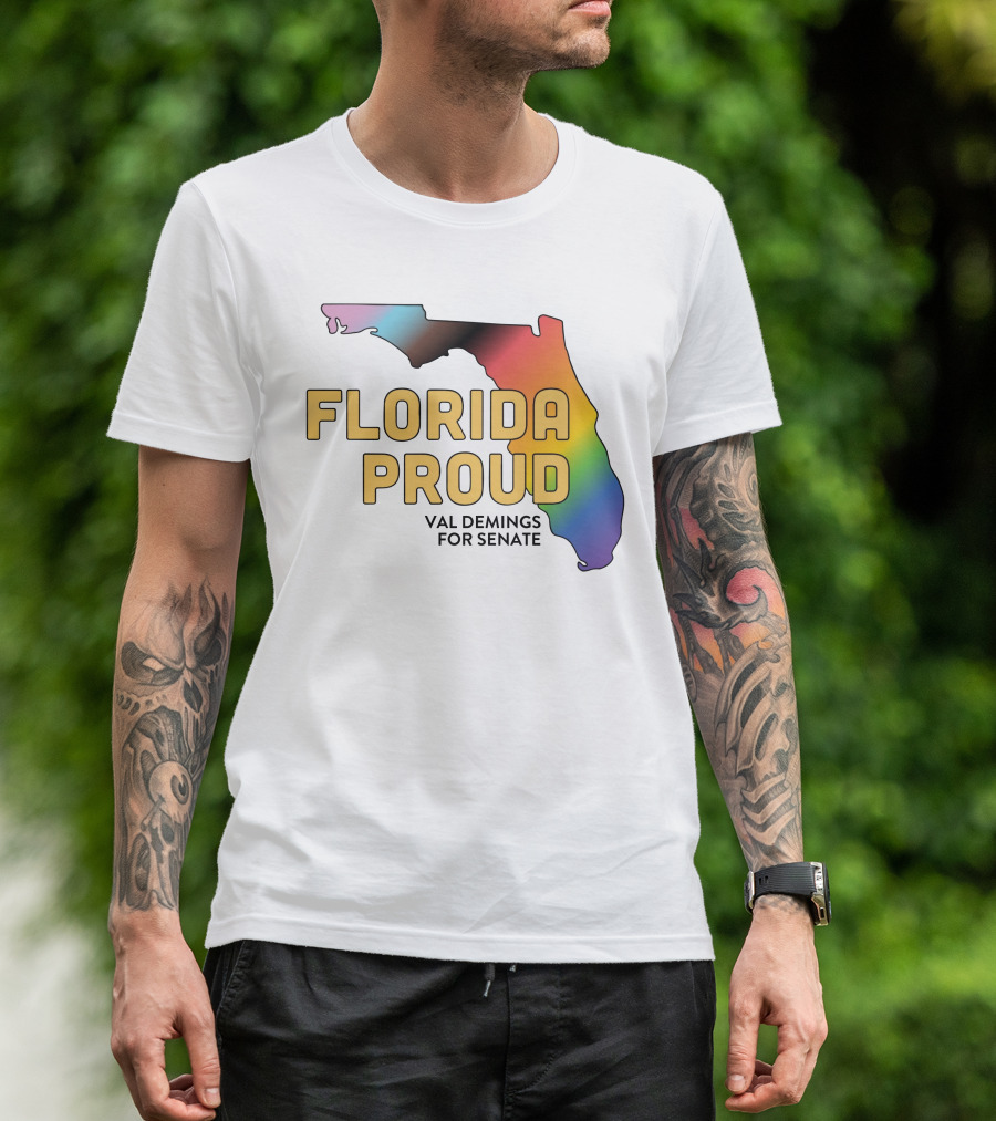 Florida Proud Rainbow Map Val Demings For Senate T-Shirt