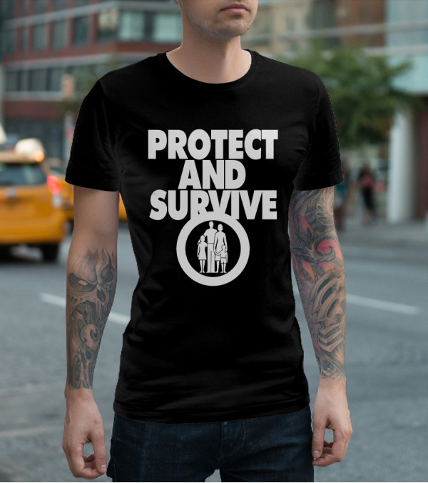 Protect And Survive Family Silhouette In Circle T-Shirt