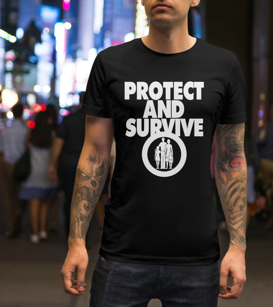 Protect And Survive Family Silhouette In Circle T-Shirt