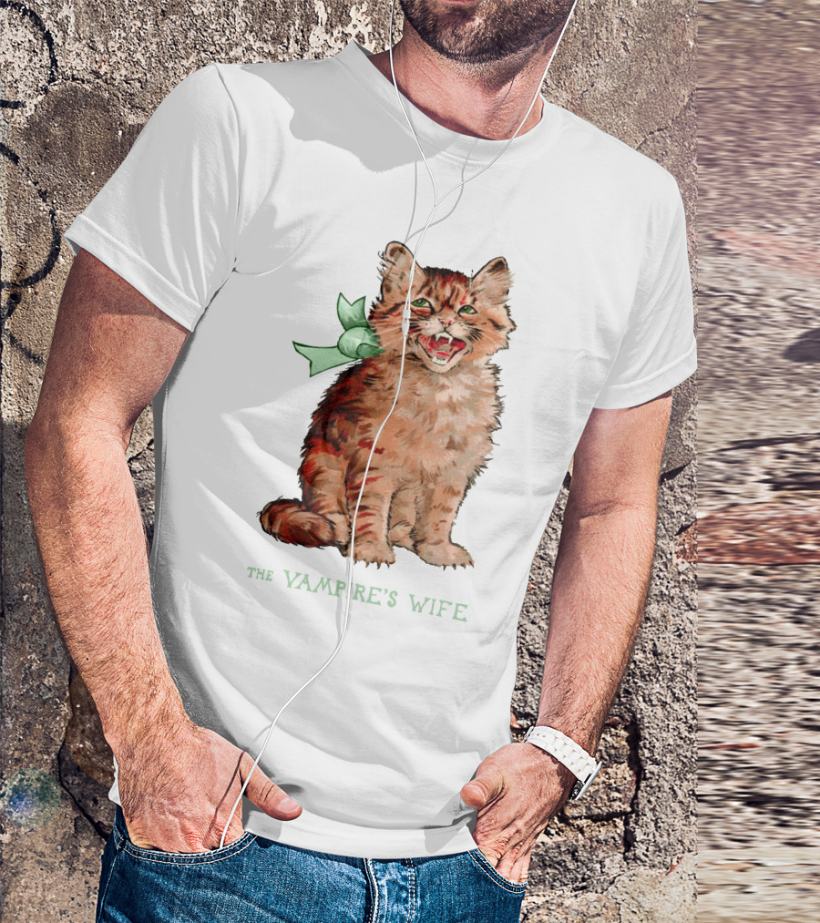 The Vampire's Wife Smiling Cat With Green T-Shirt