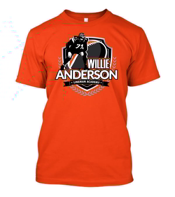Willie Anderson Lineman Academy Football Shield T-Shirt