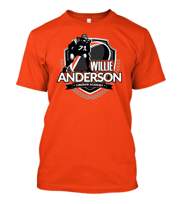 Willie Anderson Lineman Academy Football Shield T-Shirt