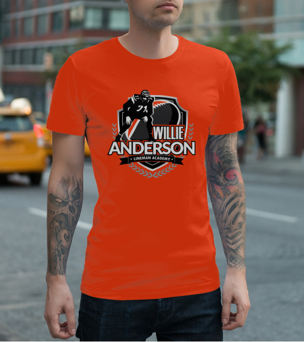 Willie Anderson Lineman Academy Football Shield T-Shirt
