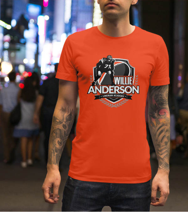 Willie Anderson Lineman Academy Football Shield T-Shirt