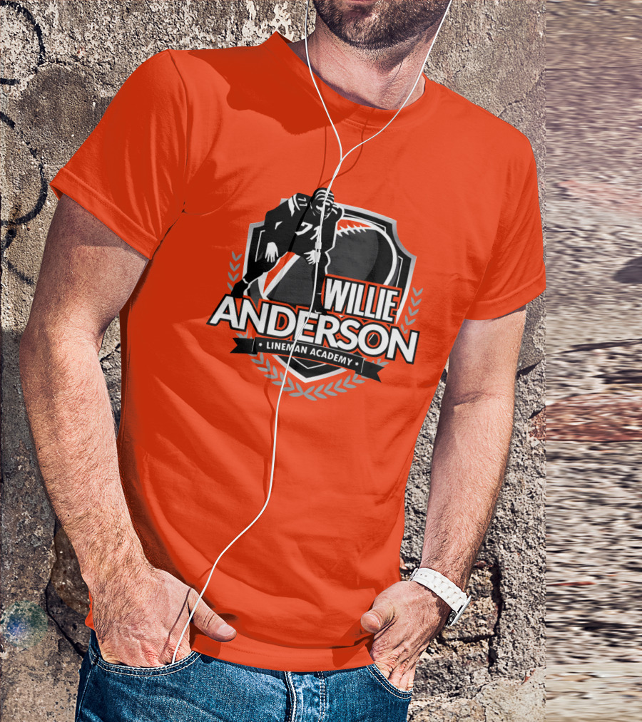 Willie Anderson Lineman Academy Football Shield T-Shirt
