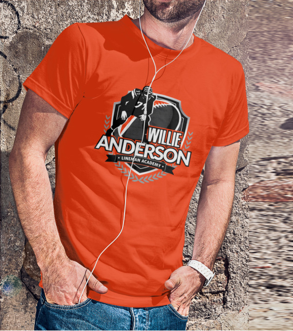 Willie Anderson Lineman Academy Football Shield T-Shirt
