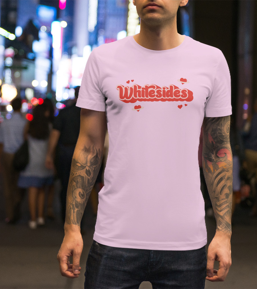 Whitesides Red Heart Design Pink Background T-Shirt