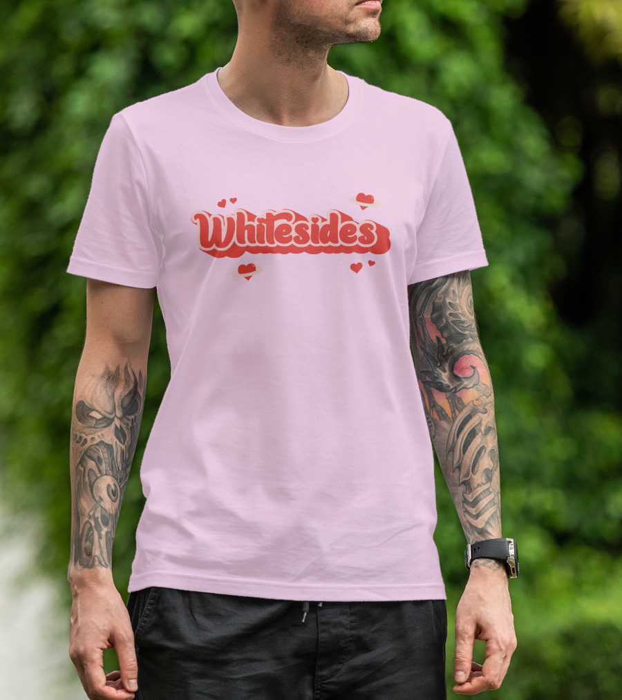 Whitesides Red Heart Design Pink Background T-Shirt