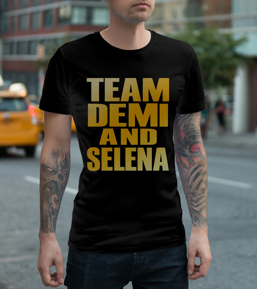 Team Demi And Selena Bold Gold Text T-Shirt