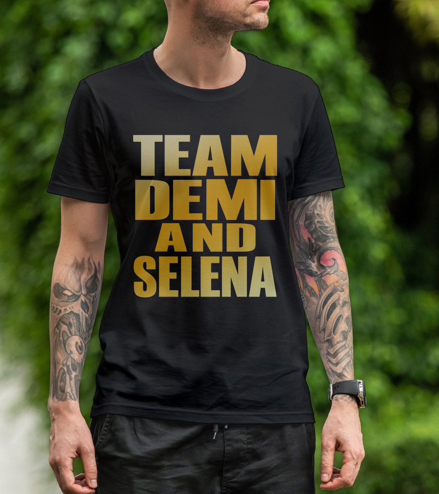 Team Demi And Selena Bold Gold Text T-Shirt