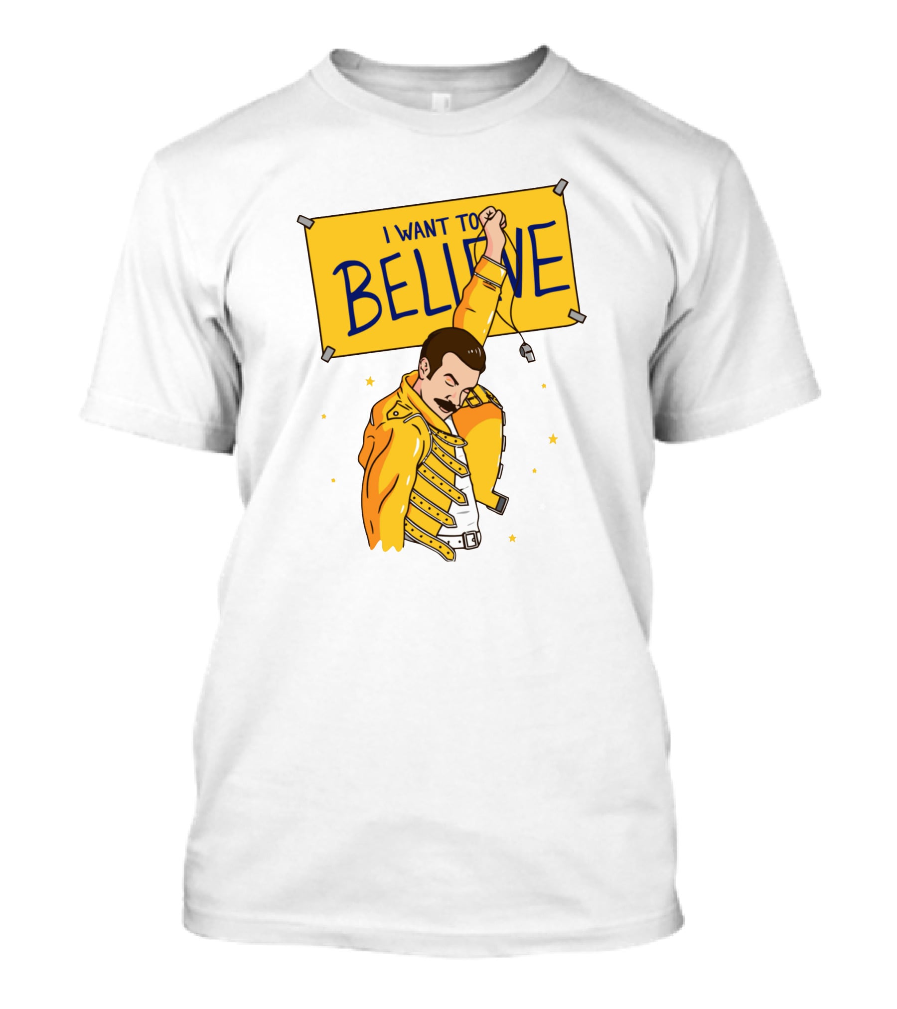 I WANT TO BELIEVE Yellow Jacket Mustache Iconic Pose T-Shirt