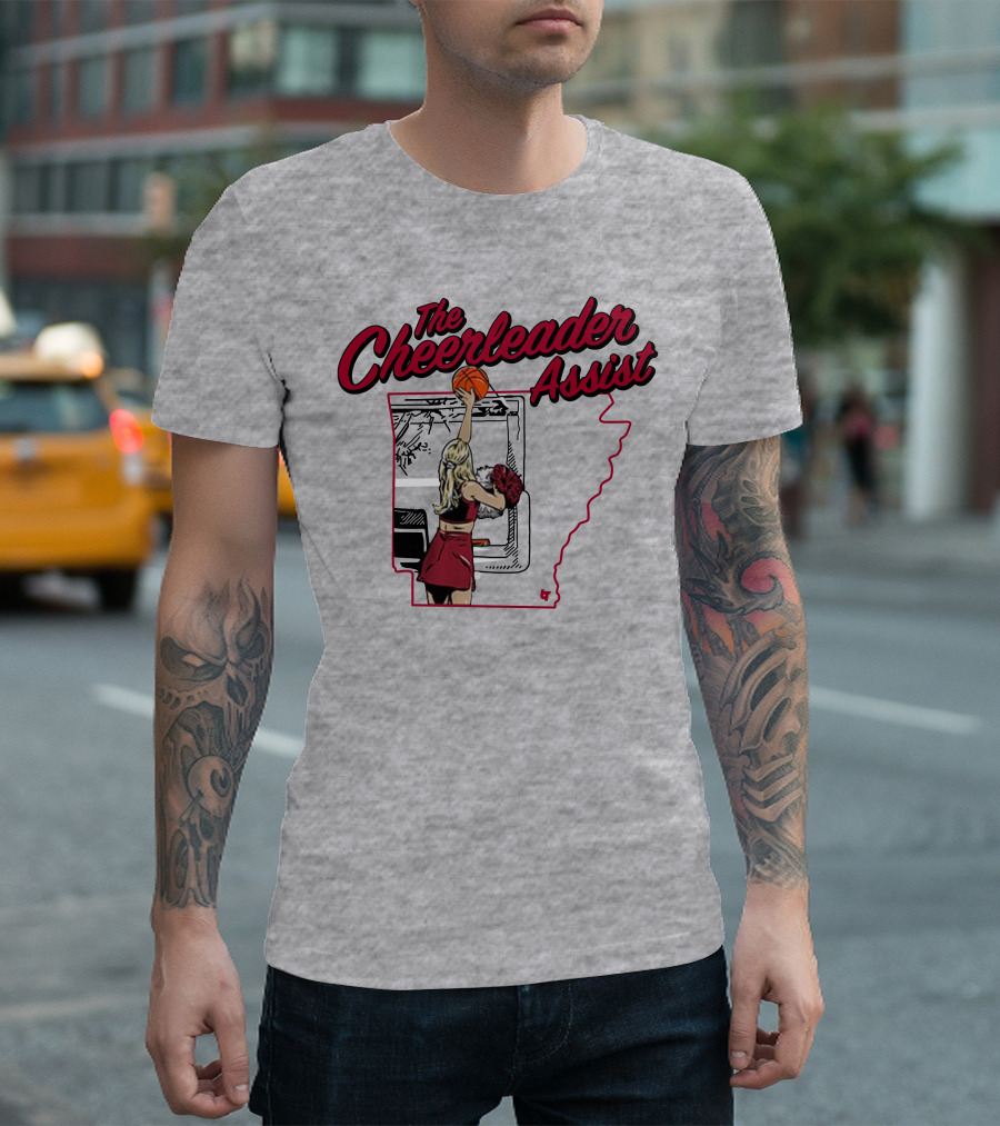 The Cheerleader Assist Arkansas Basketball Rim Scene T-Shirt