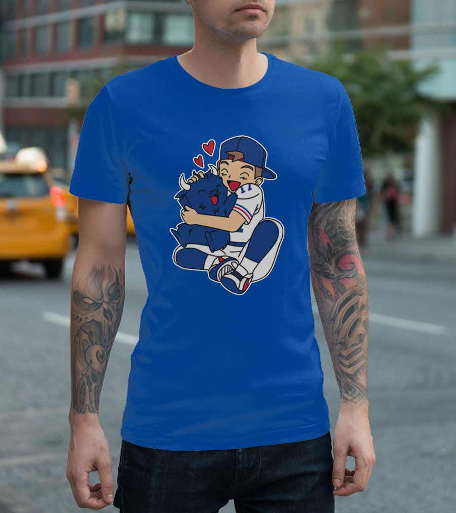 Gotta Throw 'Em All Cute Buffalo Hugging Sports Fan with Hearts T-Shirt
