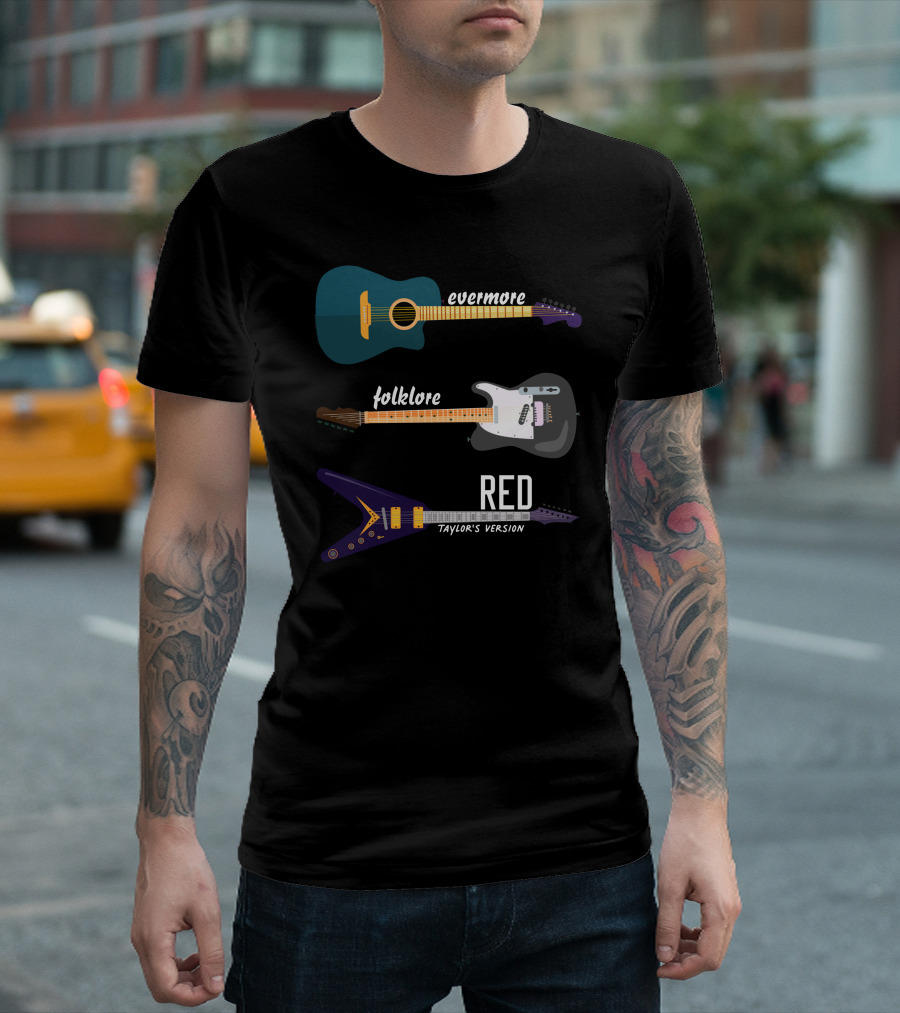 Evermore Folklore Red Taylor's Version Guitars T-Shirt