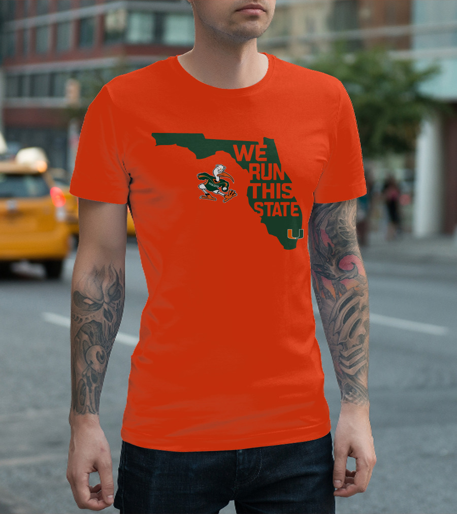 We Run This State Miami Hurricanes Florida Map Vector T-Shirt