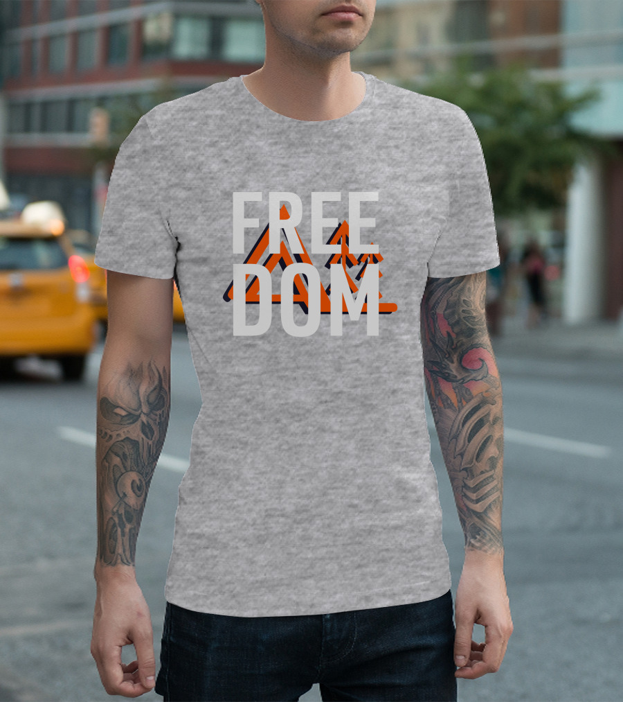 Jim Sterling Free Dom Geometric Triangles Orange Black 3D Effect T-Shirt