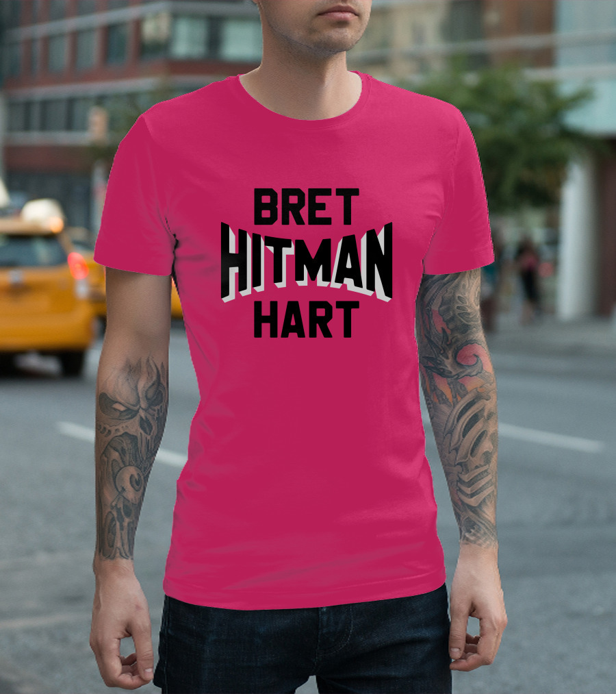 Roots Of Fight Bret Hitman Hart Pink T-Shirt