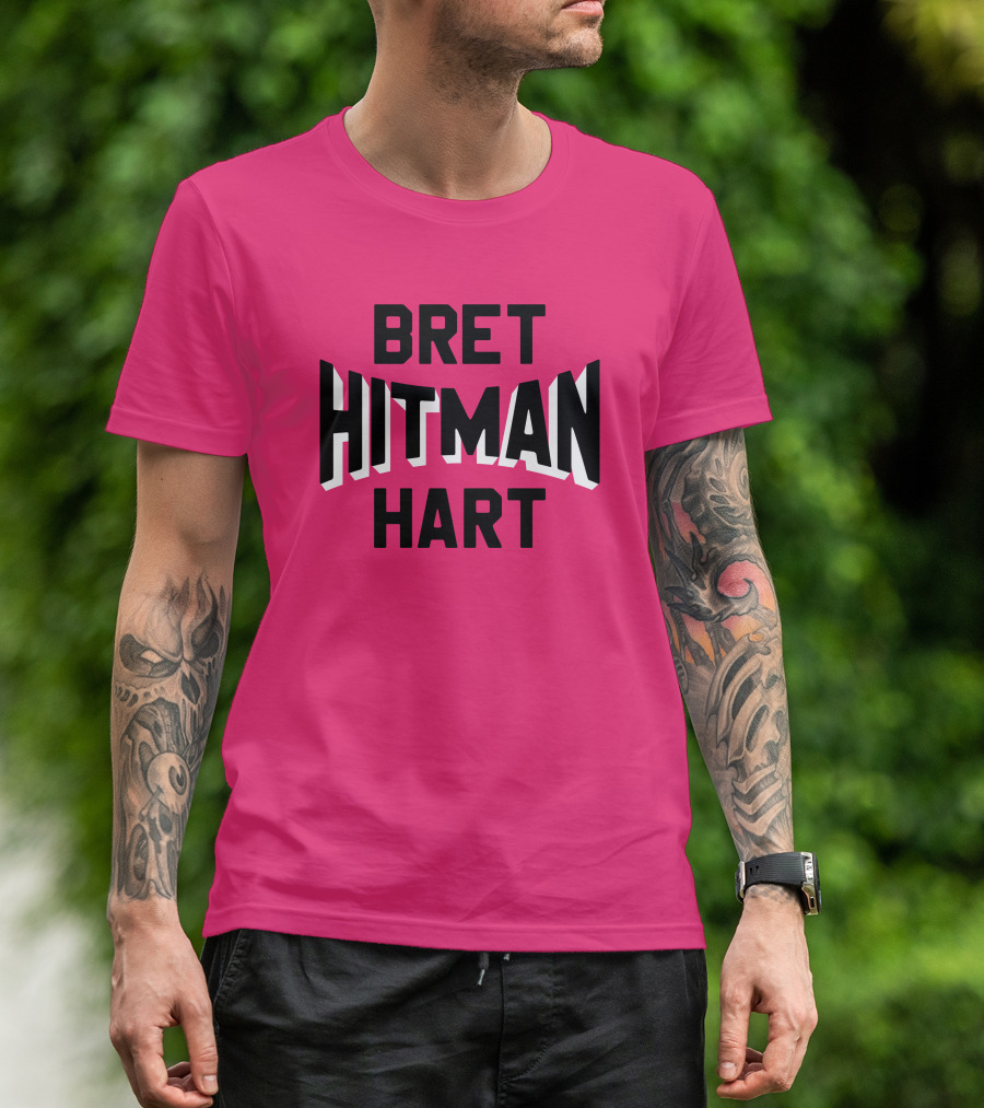 Roots Of Fight Bret Hitman Hart Pink T-Shirt