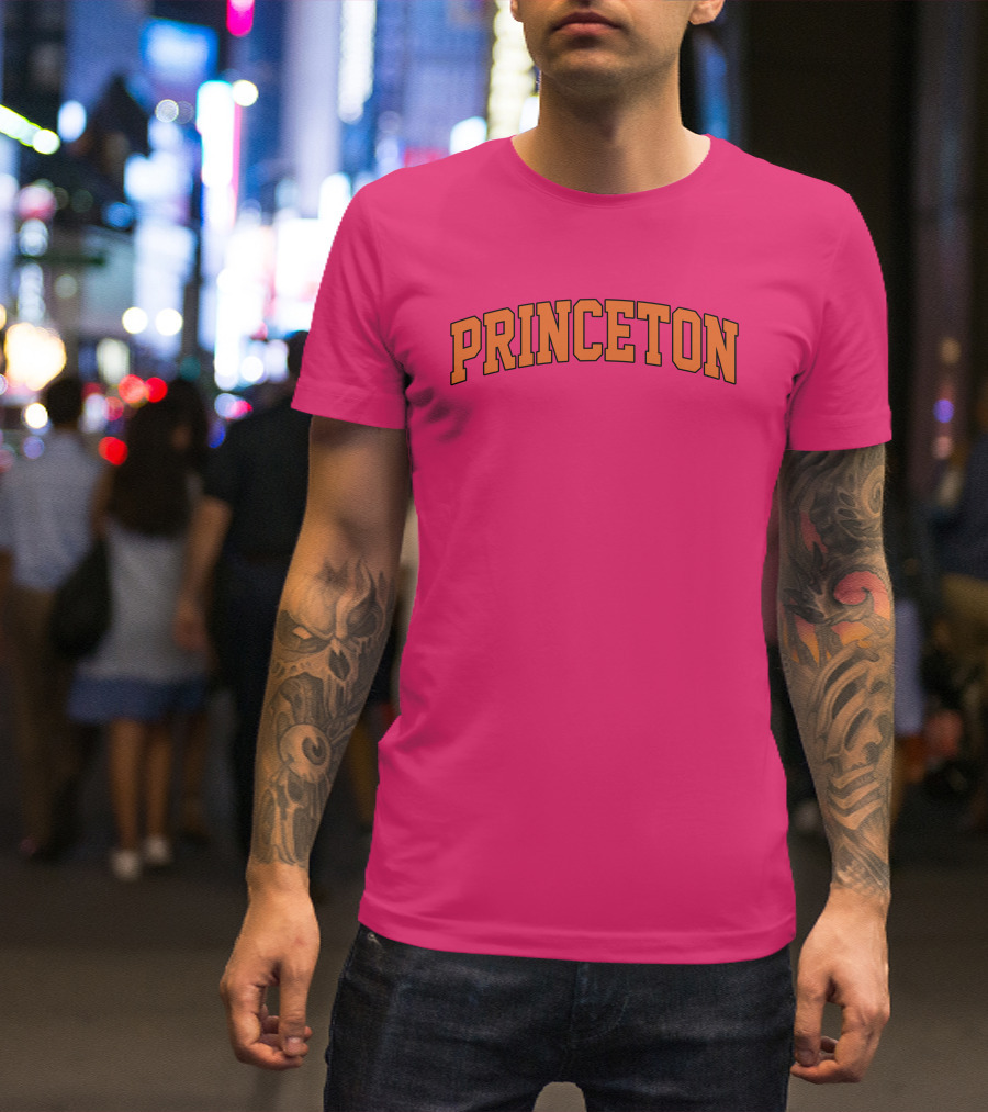 Princeton Arch Style Text Bold Pink Background T-Shirt