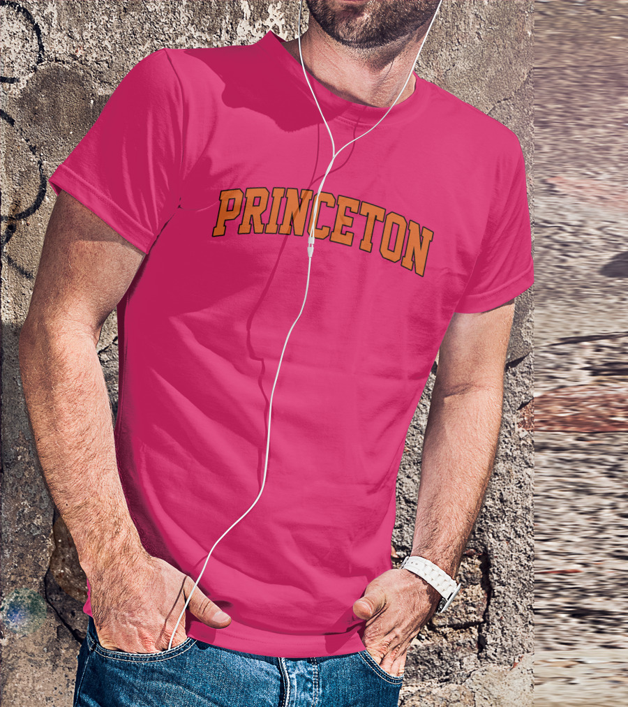 Princeton Arch Style Text Bold Pink Background T-Shirt