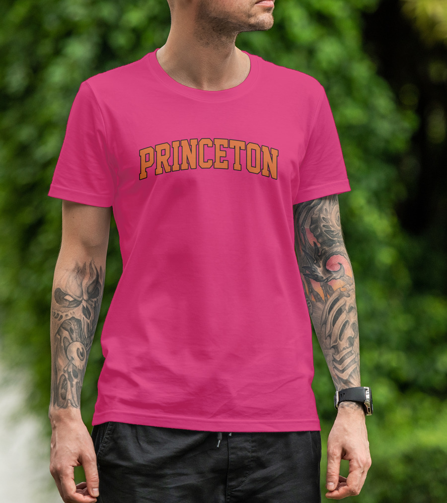 Princeton Arch Style Text Bold Pink Background T-Shirt