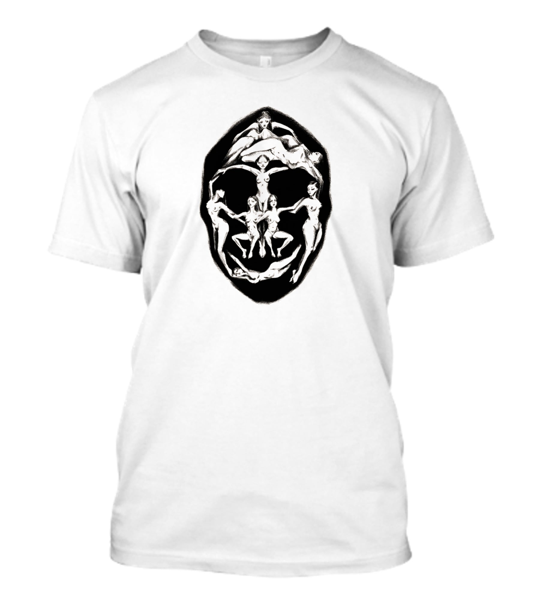 Dali Recreation Skull Illusion Formed By Human Figures T-Shirt
