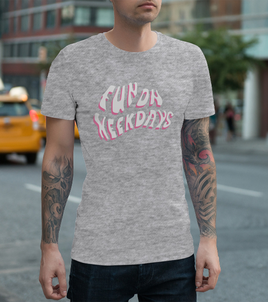 Jenna Palek Merch Fun On Weekdays Pink White Curved Text T-Shirt