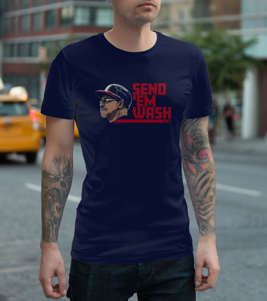 Ben Verlander Wearing Send 'Em Wash Ron Washington Flippin' Bats Podcast T-Shirt