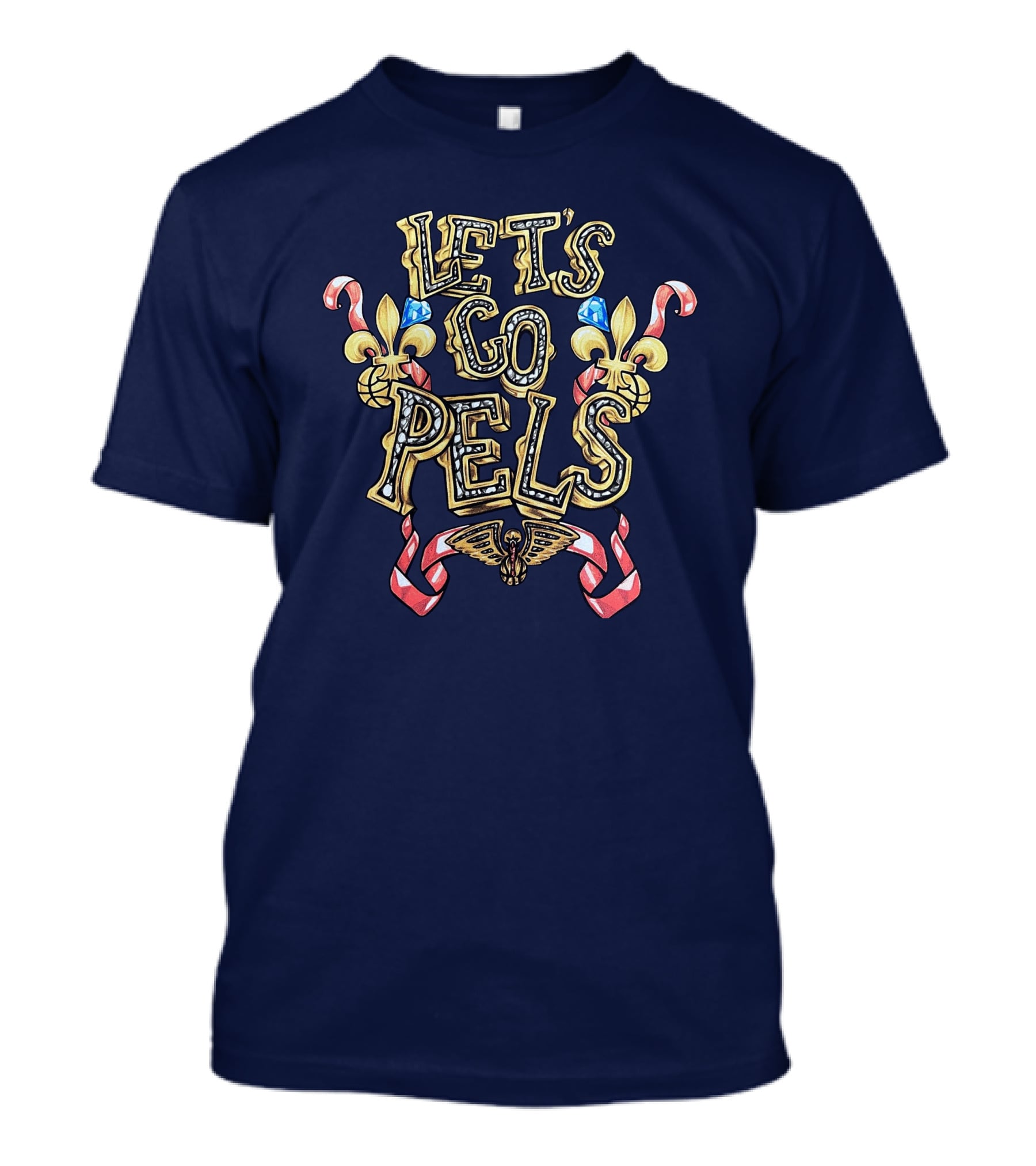 New Orleans Pelicans Let's Go Pels Fleur-de-Lis Basketball Elements T-Shirt