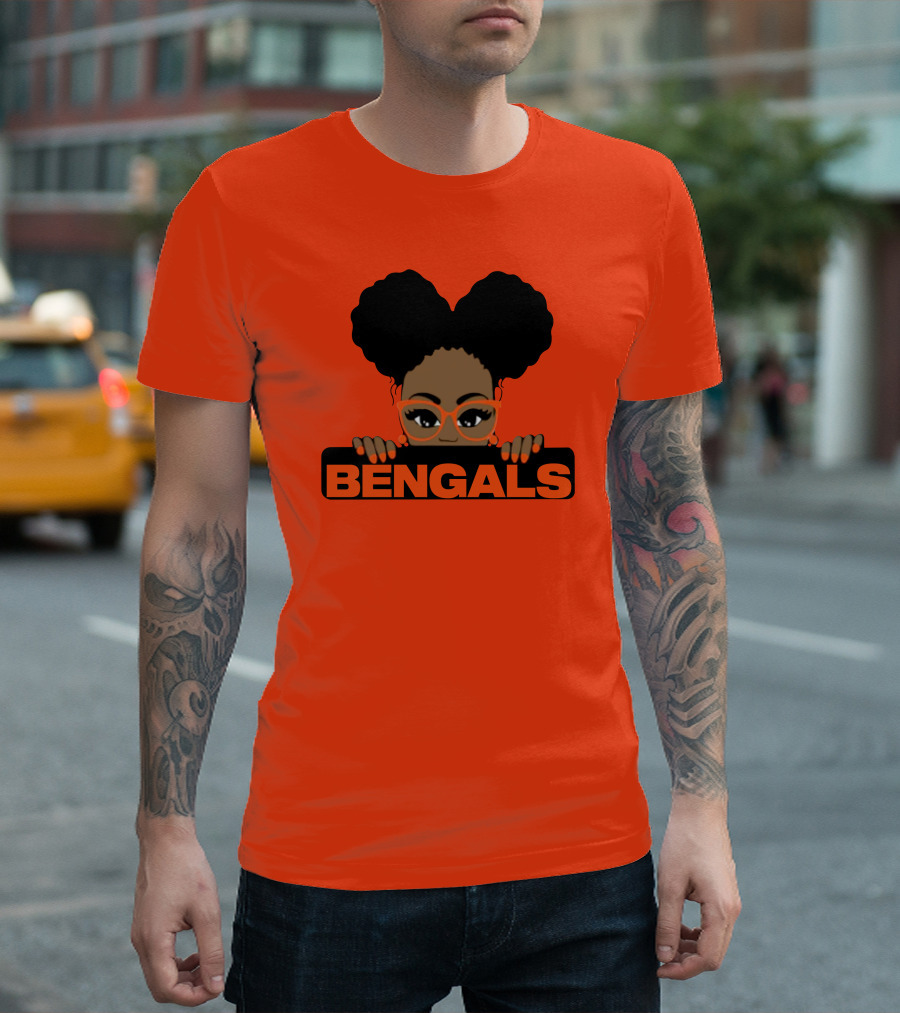 Rare Tagz Merch Bengals Girls Bengals Fanatic Afro T-Shirt