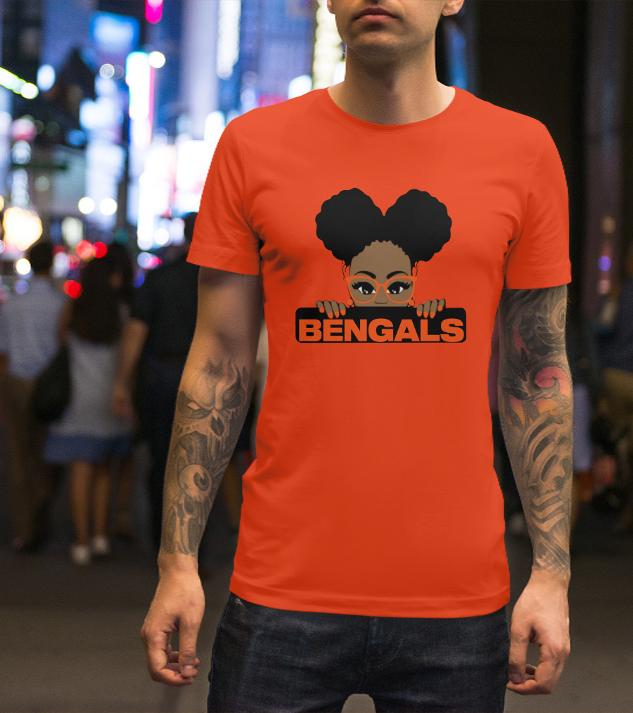 Rare Tagz Merch Bengals Girls Bengals Fanatic Afro T-Shirt