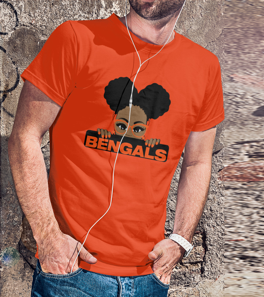 Rare Tagz Merch Bengals Girls Bengals Fanatic Afro T-Shirt
