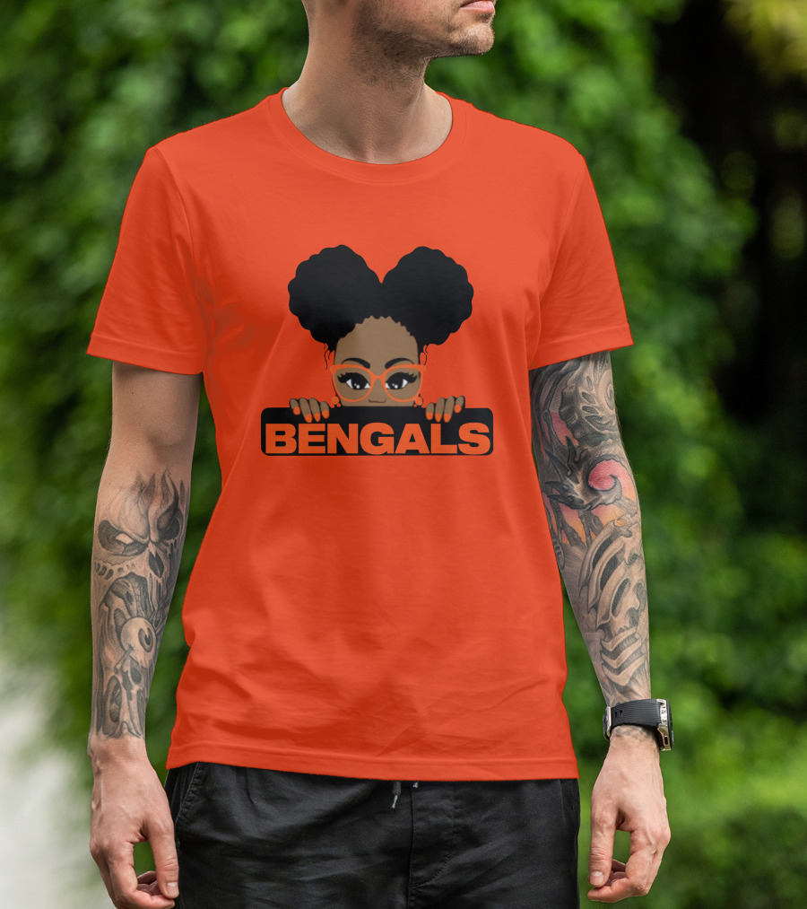 Rare Tagz Merch Bengals Girls Bengals Fanatic Afro T-Shirt