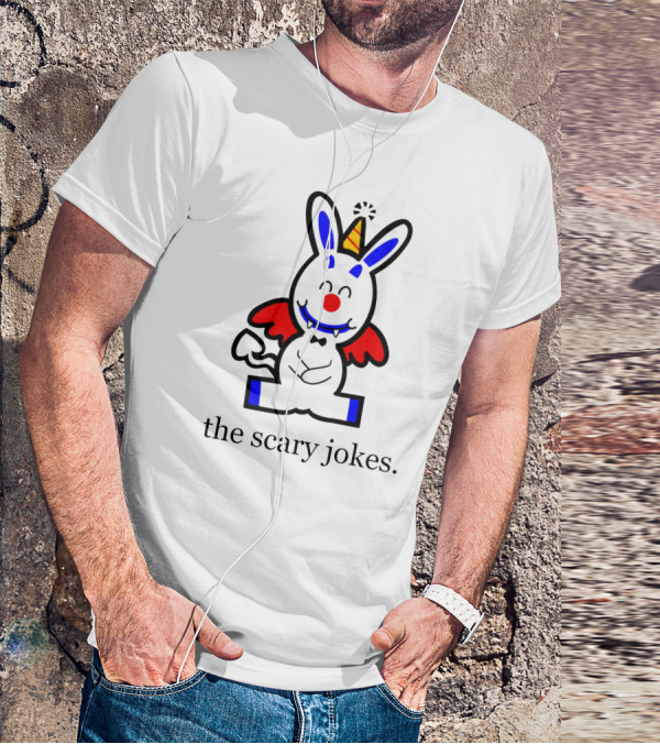 The Scary Jokes Cartoon Bunny With Party Hat And Red Wings T-Shirt