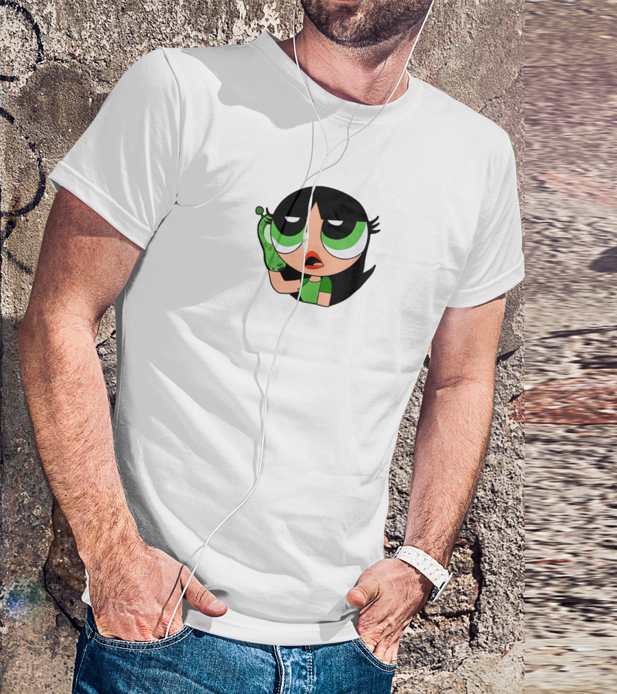 The Powerpuff Girls Buttercup Talking To Broccoli Phone Animation T-Shirt
