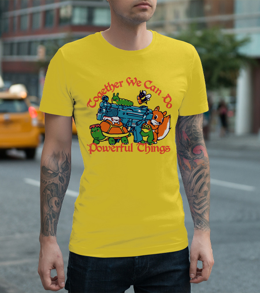 Together We Can Do Powerful Things Animals and Blue Water Gun T-Shirt
