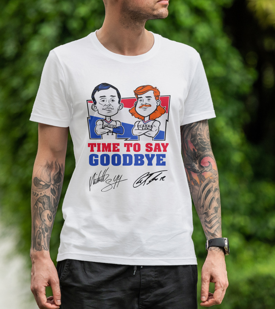Mitch And Teahan Time To Say Goodbye Signatures And Cartoon Characters T-Shirt