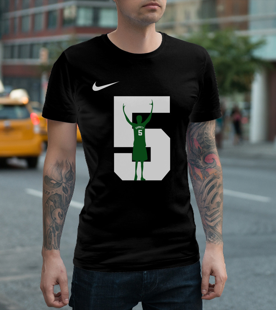 Celtics Garnett 5 Silhouette Tribute on NBC Sports Boston T-Shirt