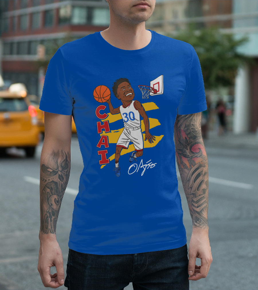 Ochai Agbaji Basketball Illustration 30 Chai Charliehustle Store T-Shirt