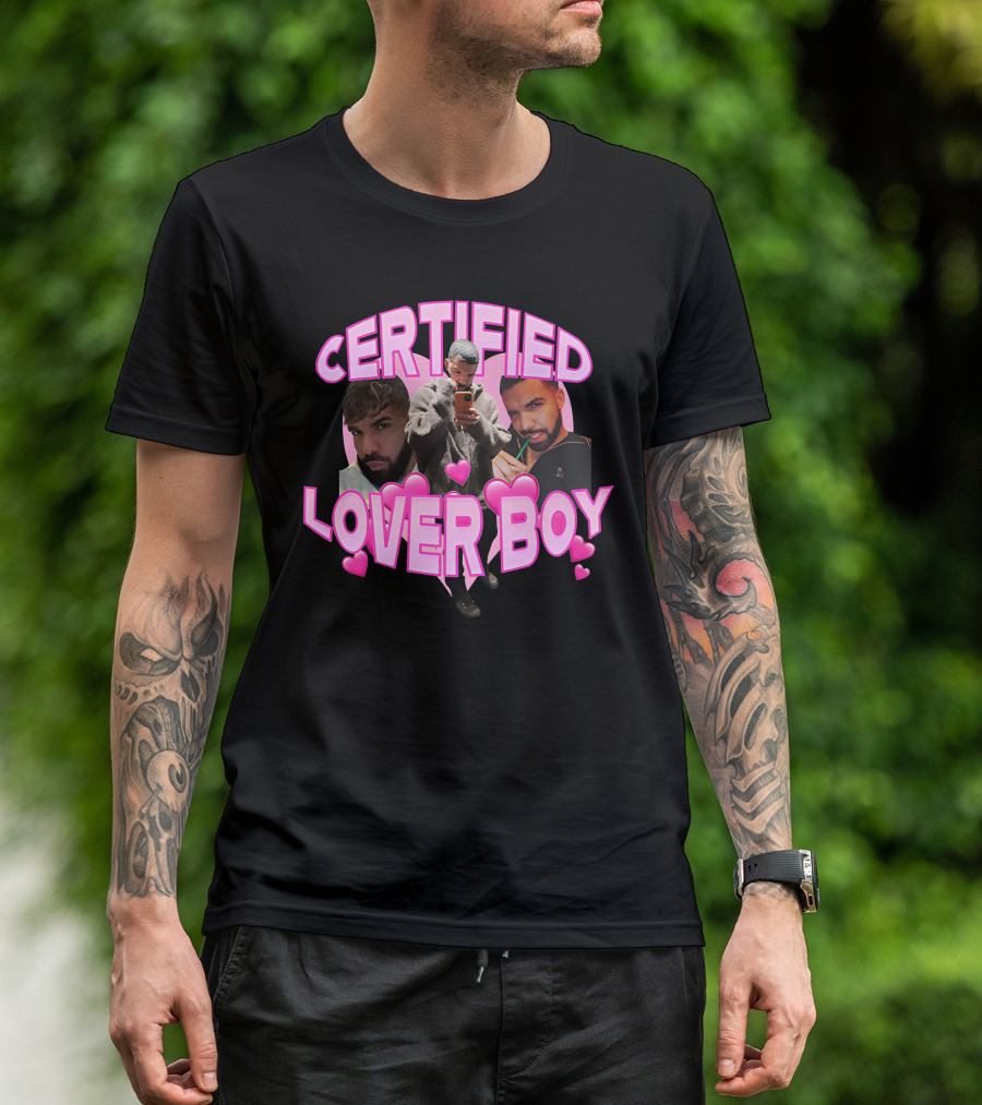 Certified Lover Boy Sad Street Style With Heart Motifs T-Shirt