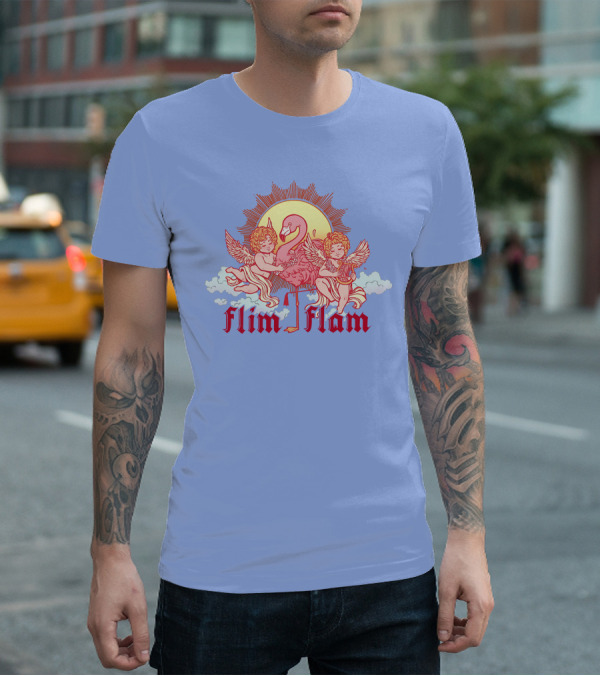Albertsstuff Flim Flam Flamingo Cherubs Sun Cloud T-Shirt