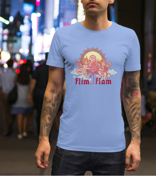 Albertsstuff Flim Flam Flamingo Cherubs Sun Cloud T-Shirt