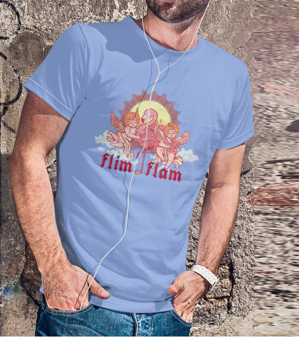 Albertsstuff Flim Flam Flamingo Cherubs Sun Cloud T-Shirt