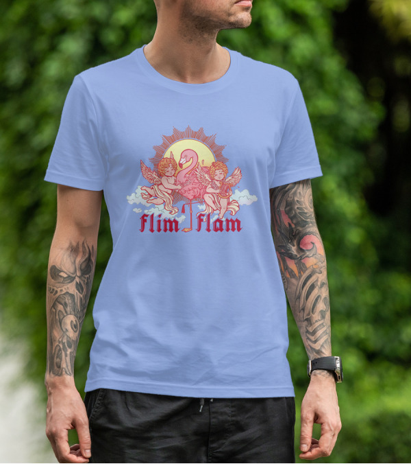 Albertsstuff Flim Flam Flamingo Cherubs Sun Cloud T-Shirt