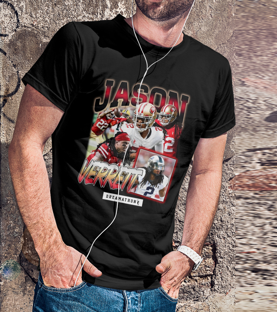 Jason Verrett Dreamathon San Francisco Football Collage T-Shirt