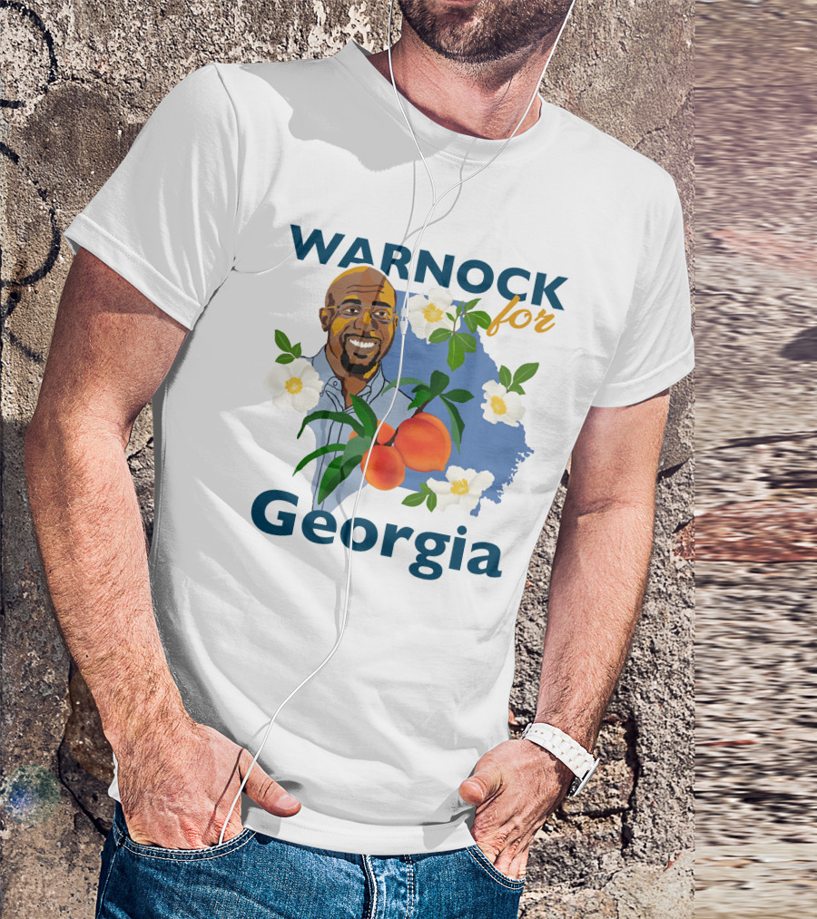 Warnock For Georgia Raphael Warnock Peaches And Blossoms T-Shirt